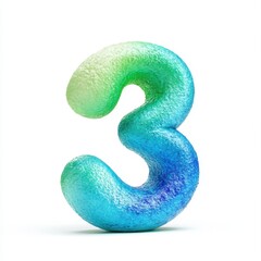 Fototapeta premium A colorful, stylized number three with a smooth, curvy design.