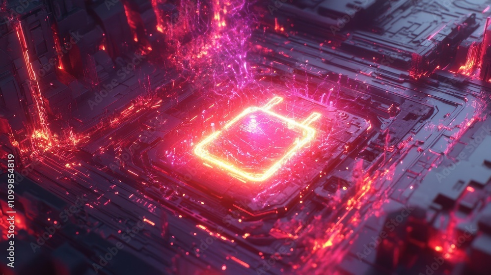 Aufkleber glowing hologram lock with data stream surrounding