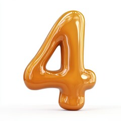 Fototapeta premium A glossy, stylized number four in an orange hue, suitable for design or educational purposes.