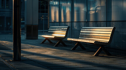 Wooden bench awaits relaxation in a tranquil park