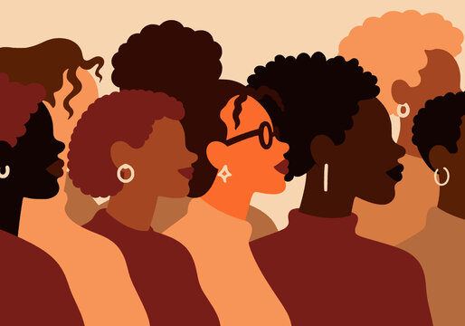 Group of African women against beige background