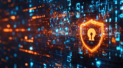 Fototapeta premium Futuristic Cybersecurity Concept with Digital Shield