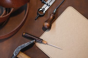 Leather crafting tools still life