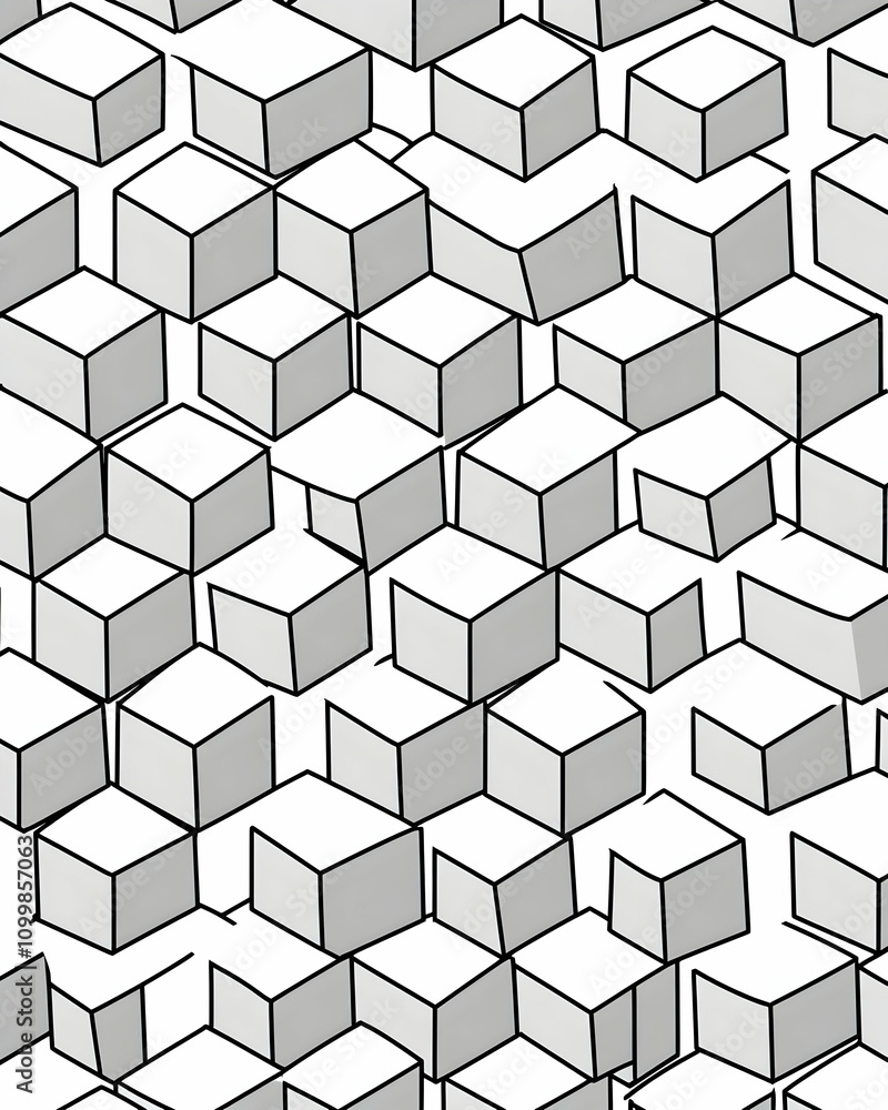 Poster abstract grayscale pattern of cubes.