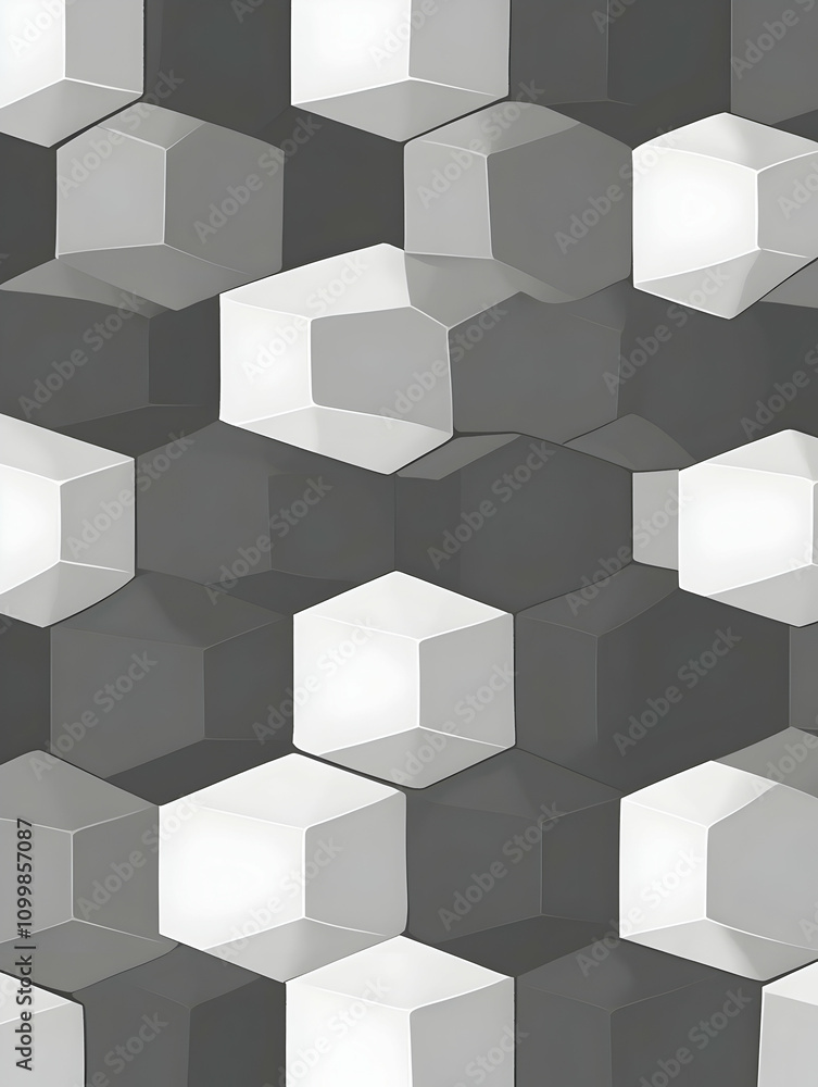 Aufkleber abstract grayscale hexagonal pattern.