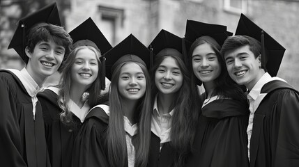 Obraz premium Graduation Day: Happy Students Celebrate Success