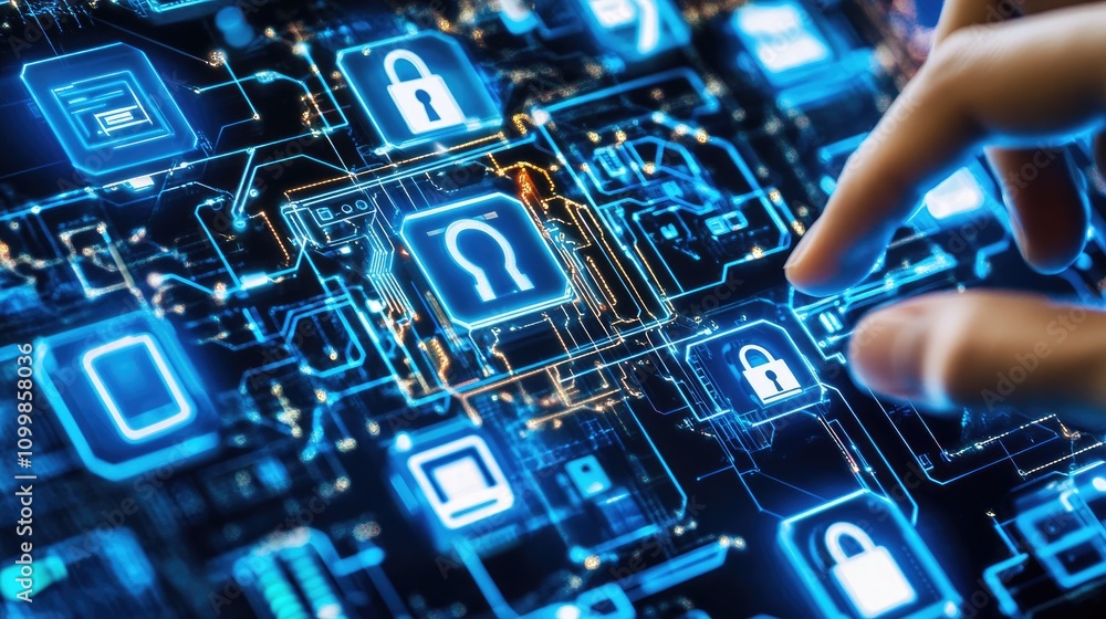 Poster interconnected cybersecurity networks with digital locks