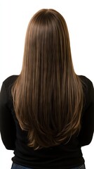 Naklejka premium Long Straight Brown Hair - Back View - Hair Style Inspiration