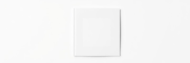 A square book cover mockup with a blank white design, perfect for showcasing your book title and branding, white, template