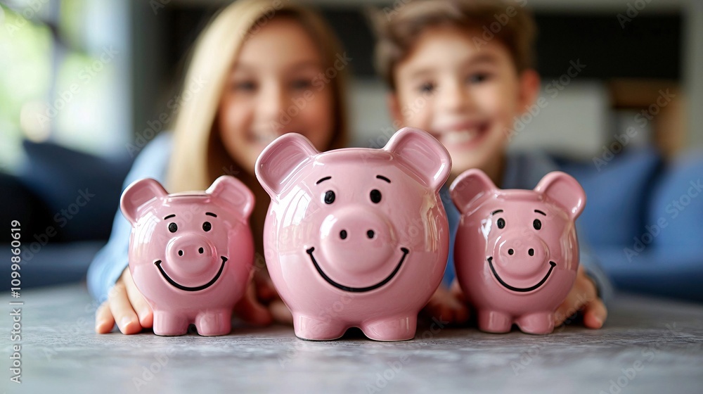 Poster a professional advising a family on building a robust emergency fund in a modern office stock photo 
