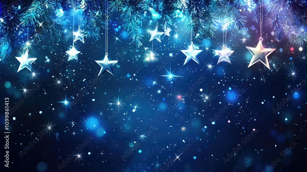 Poster simple and elegant new year card with happy new year text and stars