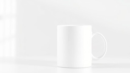 Obraz premium Minimalist white ceramic mug mockup with clean lines and sleek design, mug, empty, white