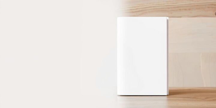 Front and back book cover mockups with blank space for customization on a wooden surface, customization, surface, space