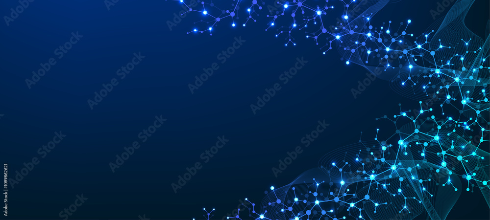 Poster molecular structure background. science template wallpaper or banner with a dna molecules. abstract 