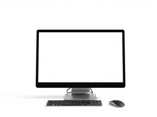 Fototapeta premium Modern computer with sleek design and advanced technology on a clean white background, device, sleek, minimal