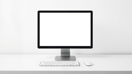 Fototapeta premium Modern computer with sleek design and minimalist aesthetics on a clean white background, device, white background, technology