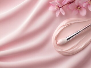 Naklejka premium Elegant Close-Up of Moisturizer Being Applied with Delicate Brush