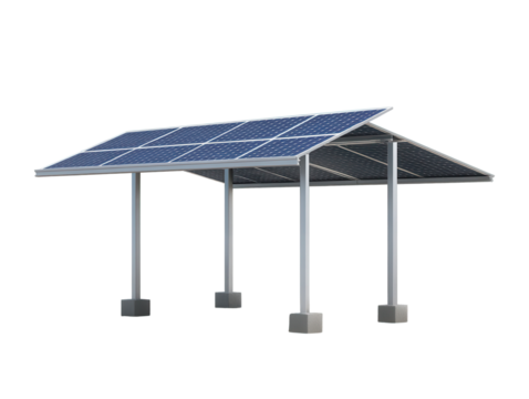 Worker installing solar panels on a sunny day, isolated on a white background.  PNG transparent.