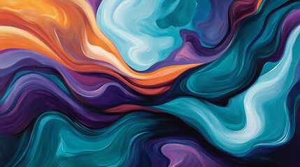 Fototapeta premium Colorful abstract swirling waves, vibrant flowing patterns, multi-colored swirls, dynamic fluid art