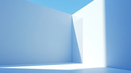 Fototapeta premium Minimalist Blue Room Interior Light and Shadow Empty Space
