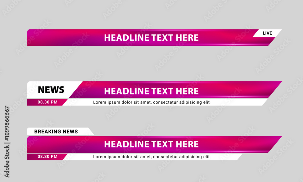 Canvas Prints lower third news template for broadcasting, video and media online. screen display bar layout design