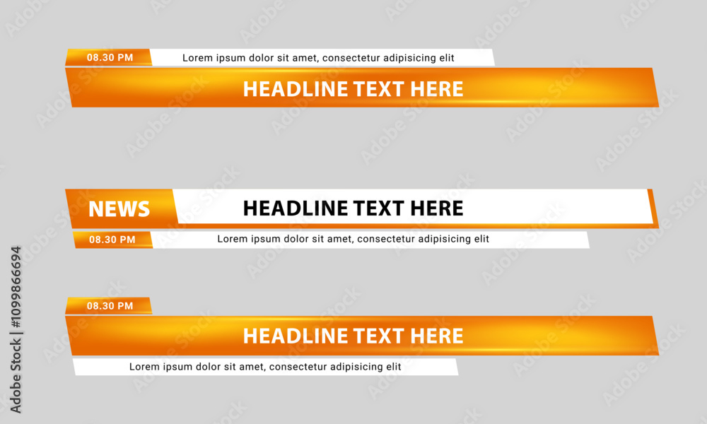 Wall mural lower third news template for broadcasting, video and media online. screen display bar layout design