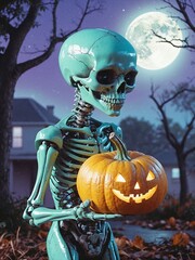  the character is an cute anthropomorphic skeleton