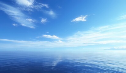 Obraz premium view of a calm ocean with a blue sky