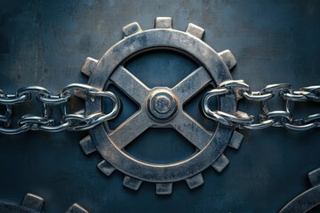 Turnkey Solution Concept: Business Success with Gearwheels in Background