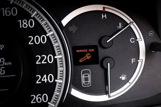 Car dashboard warning light for service due , Car maintenance concept