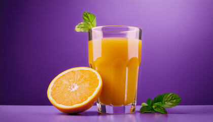 Fototapeta premium fresh juice in purple background