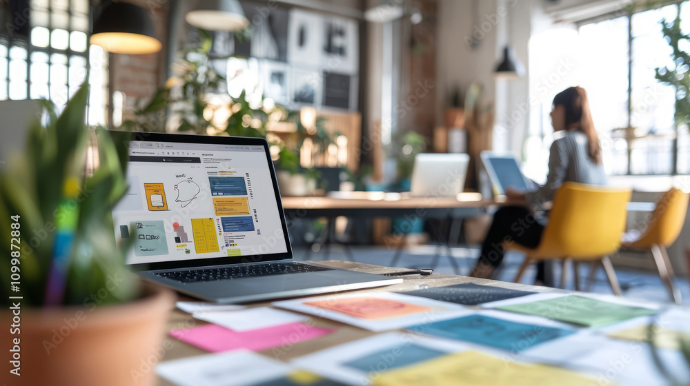 Aufkleber modern uiux designer working in an open office environment