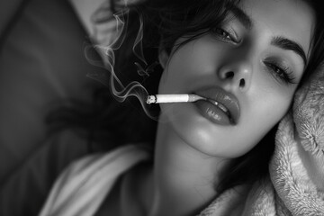 Obraz premium Generative AI image of woman in style of black white cinema old fashioned movie