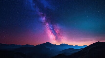 Fototapeta premium Stargazing adventure under the galaxy mountain range night sky nature cosmic wonder