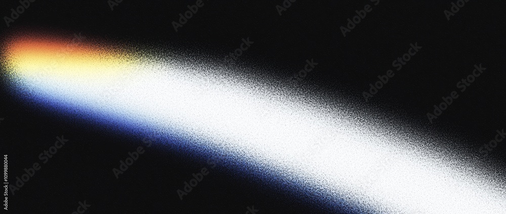 Poster a noisy, grainy poster background featuring a dark blue, orange, and red color wave on a black backd