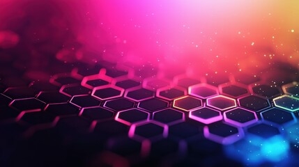 Obraz premium Abstract Hexagon Background Glowing Colorful Bokeh Lights