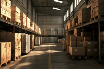 Vast Industrial Warehouse Interior  Storage  Logistics  Distribution Center