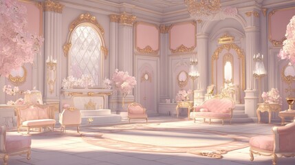 Obraz premium Elegant pastel interior with luxurious furniture and soft lighting