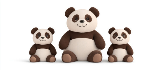 Obraz premium Stuffed Panda Plushie Collection, adorable plush pandas in various poses, perfect for cuddling or decorative display, emphasizing softness and charm