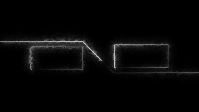 animation. versus bars neon side line with rectangle photo frame tow ton animation on isolated black background
