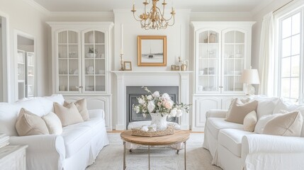 Fototapeta premium Elegant and Bright Living Room with Classic Furniture and Decor