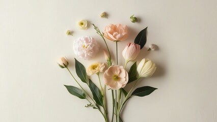 A charming bouquet of soft pastel flowers arranged artistically, perfect for home decor and floral enthusiasts