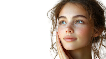 Fototapeta premium portrait of woman with hair isolated on white background