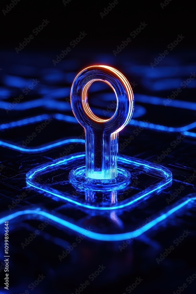 Aufkleber a glowing keyhole symbolizing security and access in a digital world.