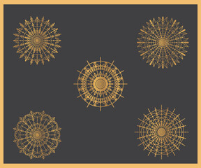 Set of mandala with floral ornament pattern,Vector mandala relaxation patterns unique design with nature style, Hand drawn pattern, Mandala template for page decoration cards, book, logos