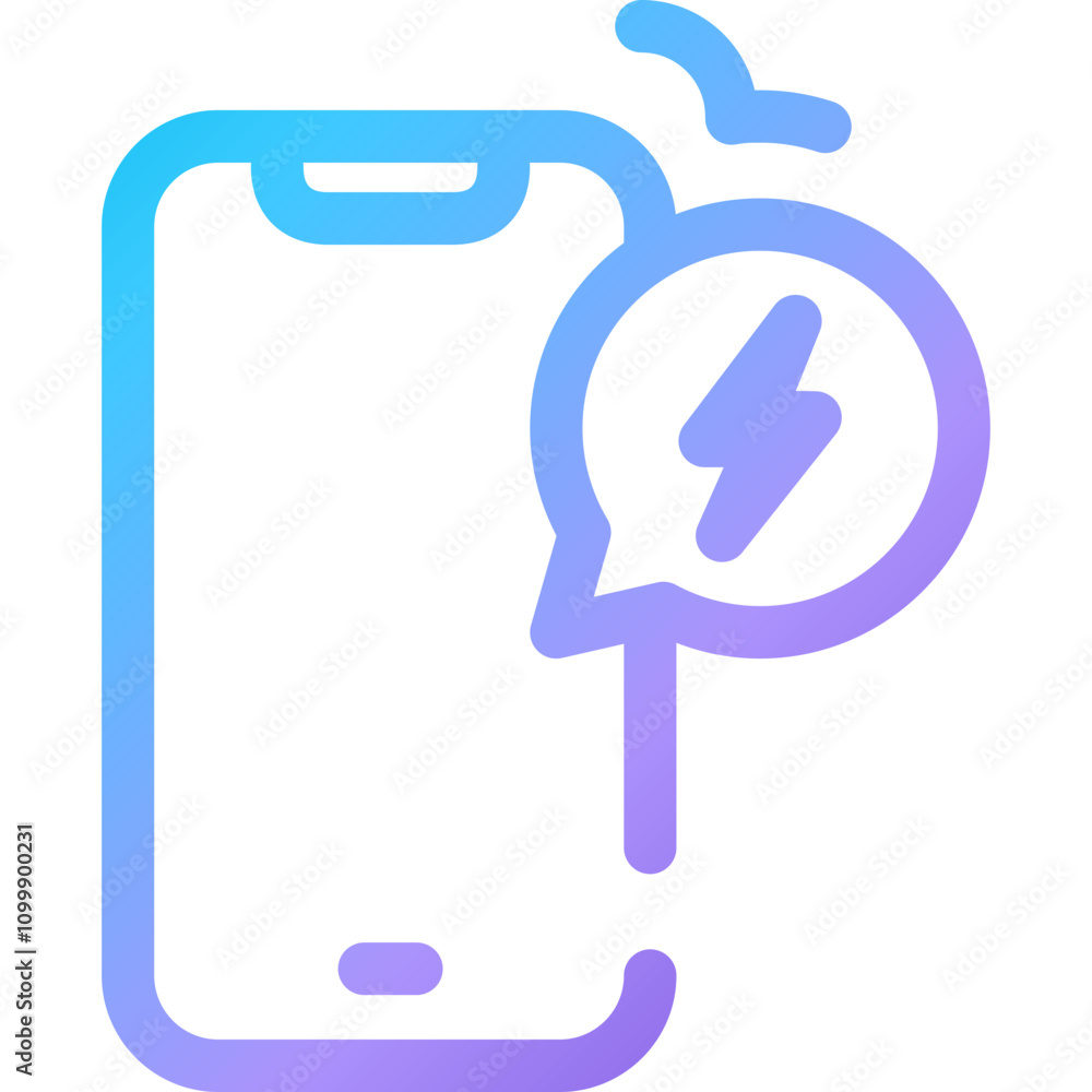 Poster smartphone with notification icon indicating an incoming message at a modern workspace