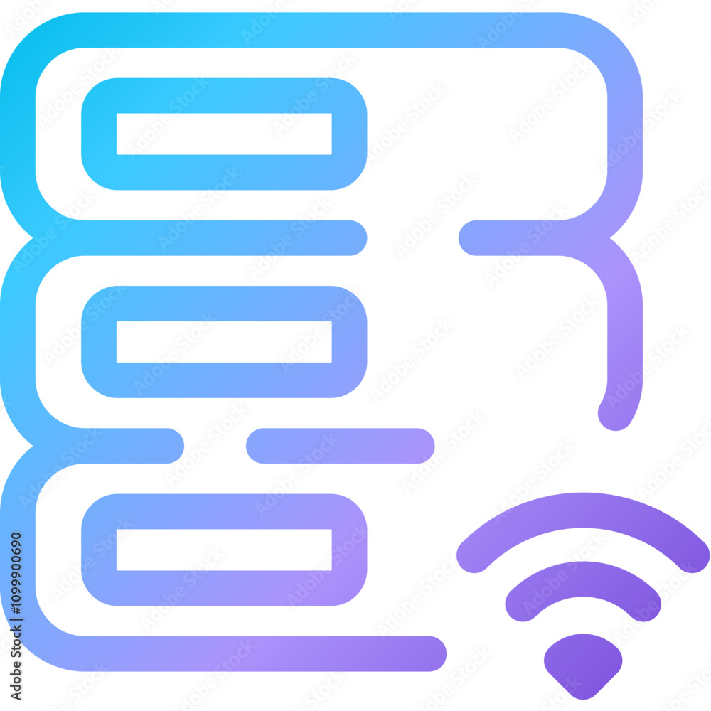 Poster modern digital logo design featuring abstract shapes and wireless symbol in gradient colors