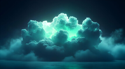 Naklejka premium Glowing Teal Cloud 3D Render