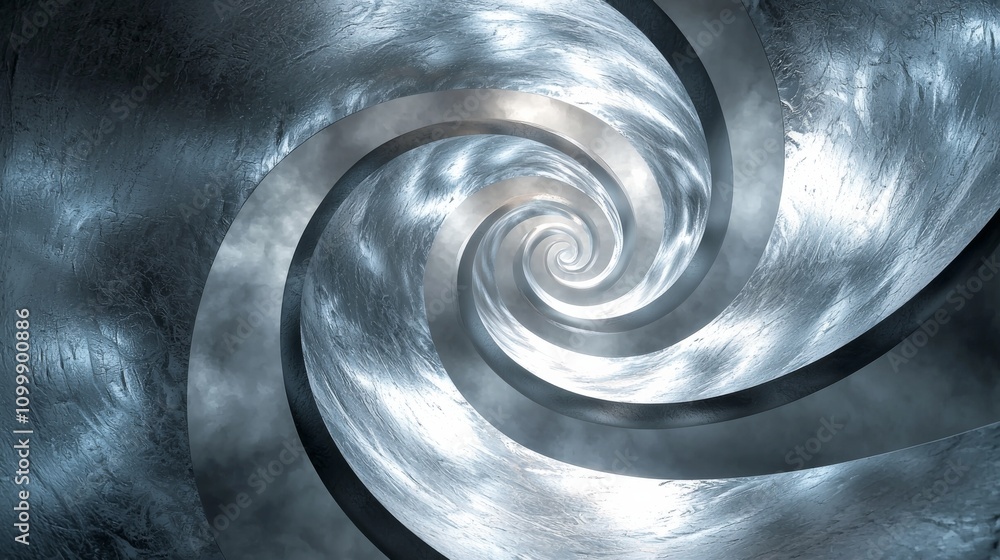Poster a swirling, metallic vortex creates a mesmerizing effect, evoking a sense of depth and motion in a f
