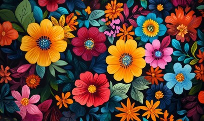 Hispanic Heritage Month pattern wallpaper featuring vibrant floral motifs, Hispanic, Heritage, Month, pattern, wallpaper, floral, motifs, vibrant, celebration, culture, tradition